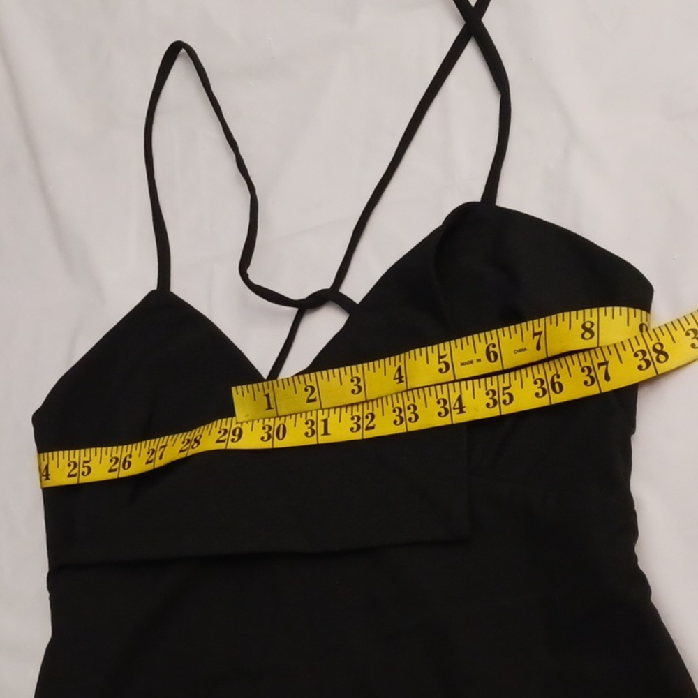 Zara size medium women's black mini dress spaghetti criss-cross strap. - Picture 16 of 17